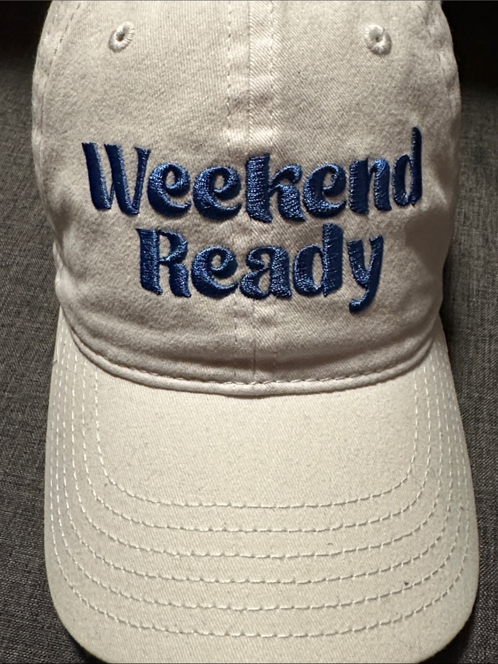 Mighty Fine White Cotton hat with Blue Logo Stitching - Picture 5 of 5